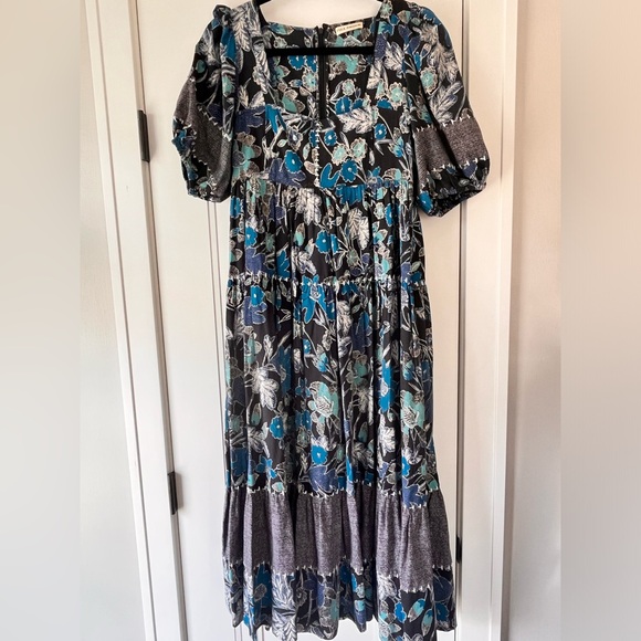 Ulla Johnson $495 Floral Nora Blue Puff Sleeve Dress Size Small - Picture 8 of 11